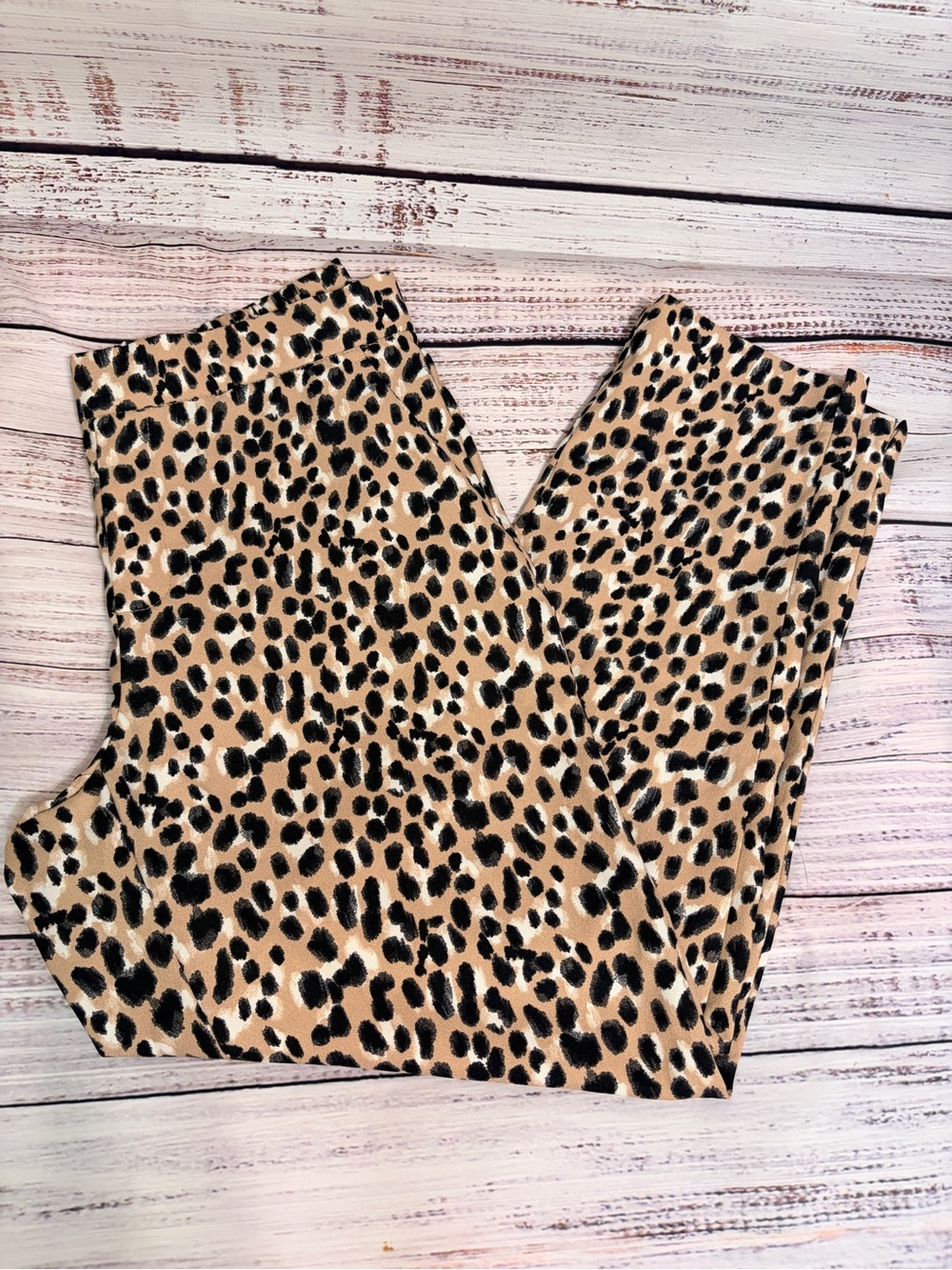 Banana Republic Leopard Print Wide-Leg Pants - Tan/Black